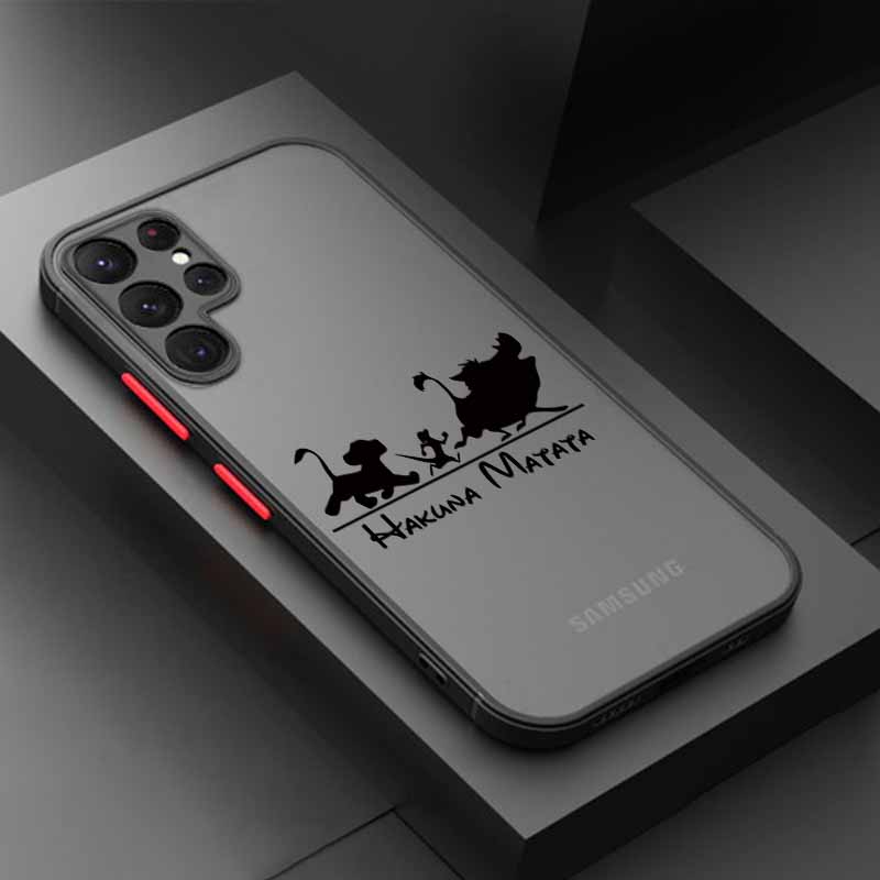 Cute The Lion King Cover For Samsung S25 S24 S23 S22 S21 S20 S10 FE Ultra Plus Lite Frosted Translucent Phone Case