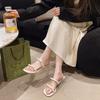 Fashion Butterfly-Knot Shoes Woman 2025 Glitter Slides Slippers Casual Square heel  Jelly Luxury Block New Butterfly-knot