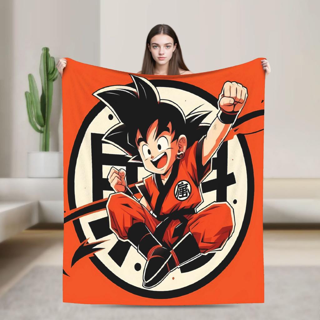 Black White Goku Dragon Ball Flannel Blanket Soft Durable Bedding Throws For Couch Bed Picnic Bedspread Sofa Bed Cover