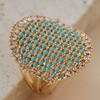 Retro Bohemian Fashion Set Zircon Oval Ring, Women's Personality Exaggerated Design Holiday Accessories Jewelry Gifts