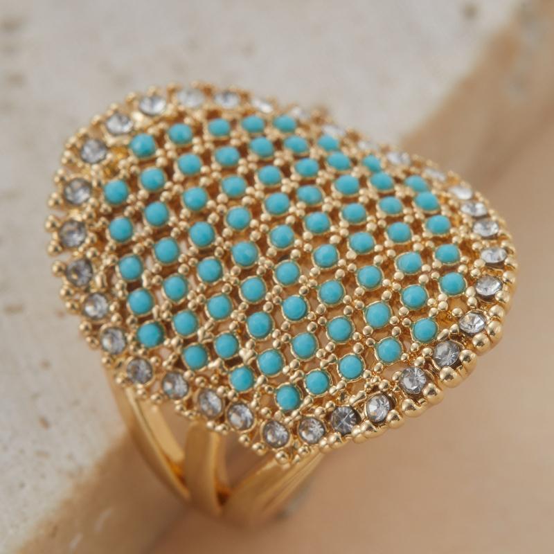 Retro Bohemian Fashion Set Zircon Oval Ring, Women's Personality Exaggerated Design Holiday Accessories Jewelry Gifts
