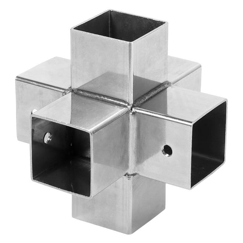 Złącza do kwadratowych rur ze stali nierdzewnej 25x25mm: Trójnik 90°, Czterodrogowy, Złączki bez spawania