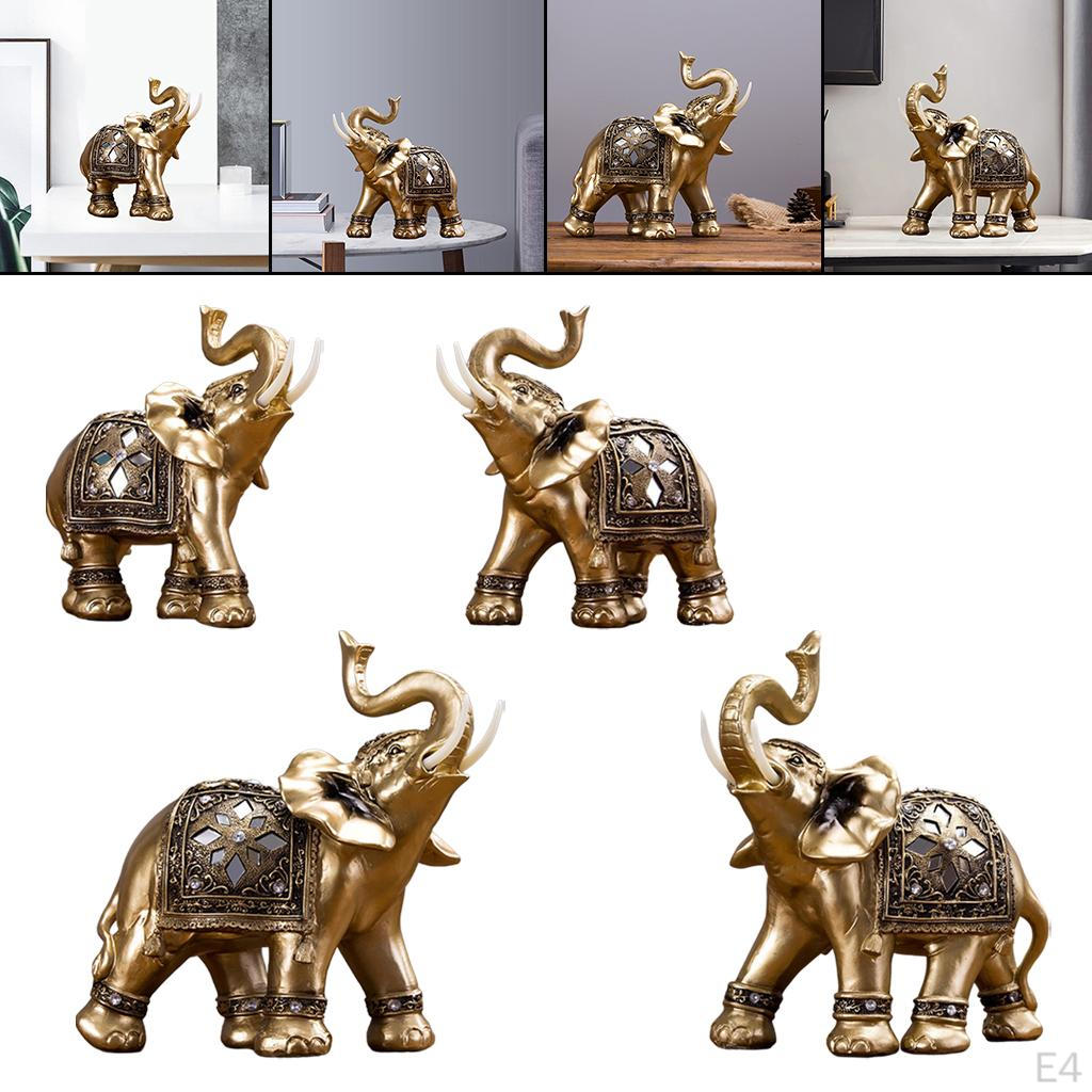 Statue Golden Sculpture Resin Feng Shui Figurine for Car Shelf Cafe Shopwindow Decor