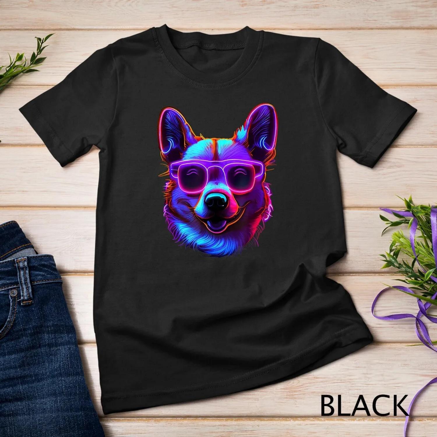Funny Cute Corgi Retro 80s Pembroke Welsh T Shirt S чёрный
