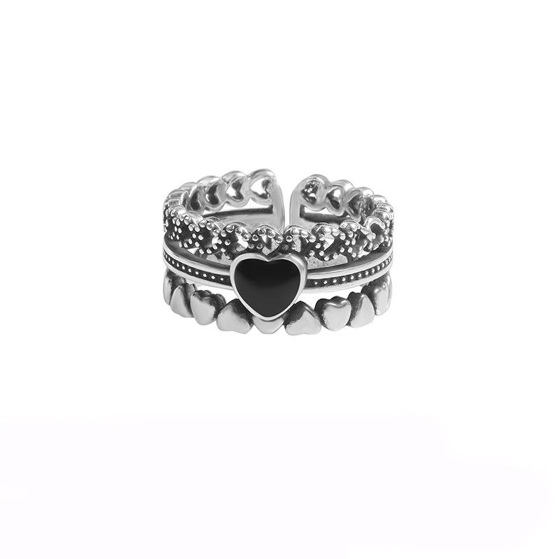 

Vintage Love Open Ring ins Tide Internet celebrity Same Hip Hop Couple Men s Ring Titanium Steel Ring adjustable open design