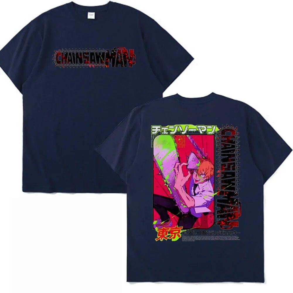 Anime Chainsaw Unisex T Shirts Japanese Unisexga Denji Pochita Casual T-shirts Streetwear Unisex Women Summer Pure Cotton Oversized Tees