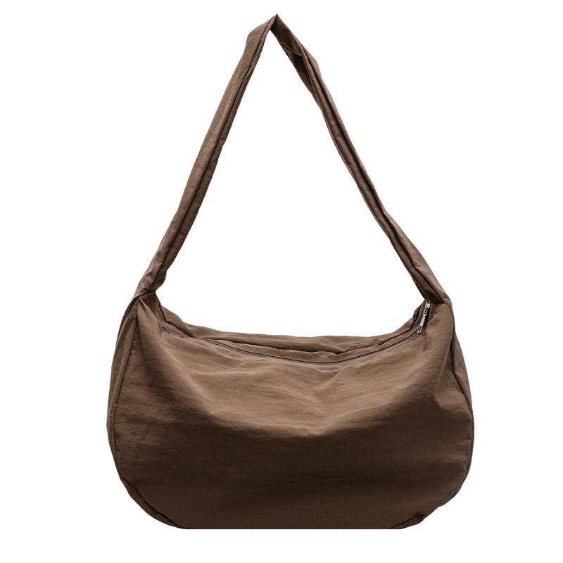 Canvas Bag Women's Dumpling Bag Solid Color Shoulder Bag Large Capacity Crossbody Bag