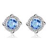 Women's Jewelry Set, Necklace Earrings Bracelet, S925 Silver Plated, Blue, 3 Pieces