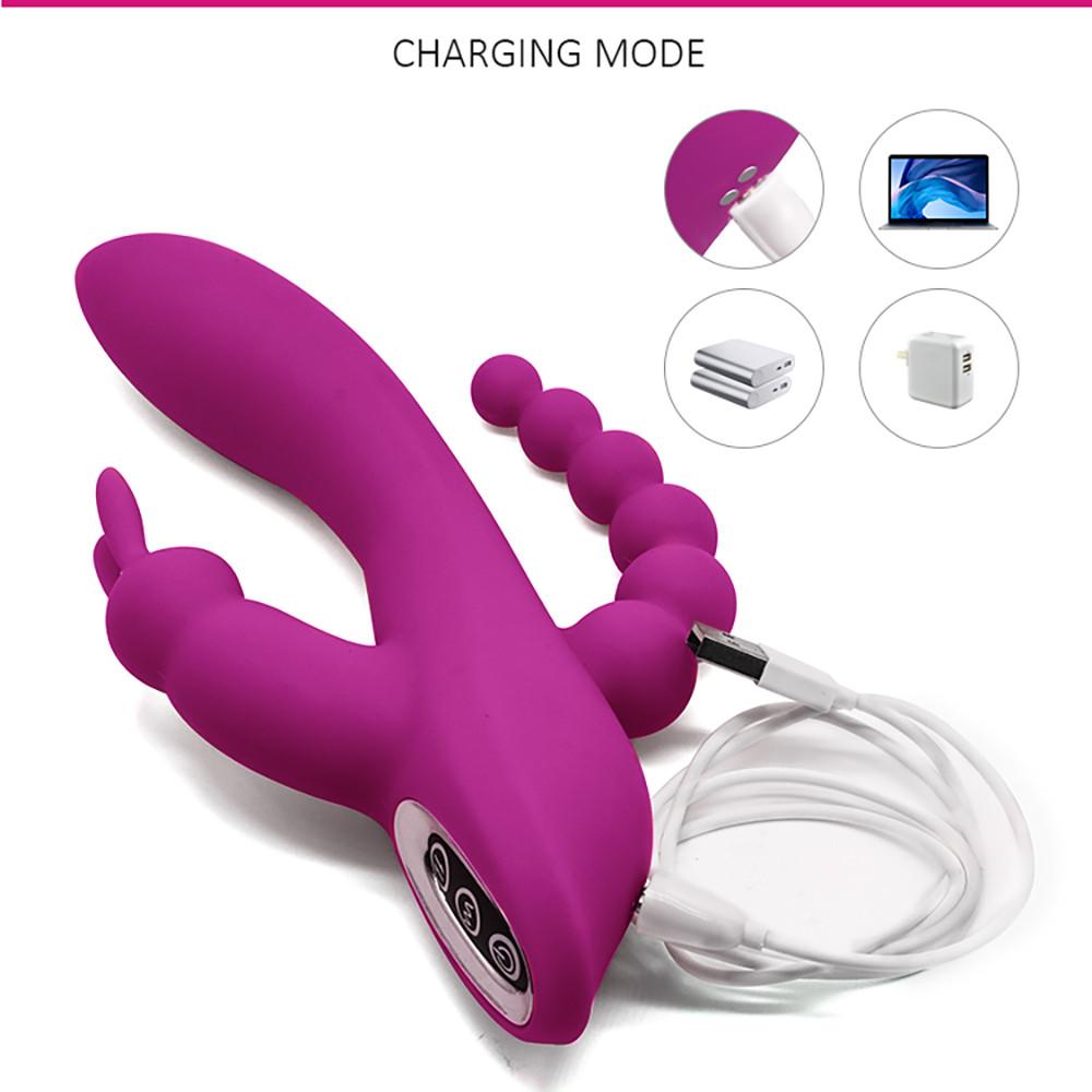 3 w 1 dildo dla kobiet królik wibrator wodoodporny akumulatorowy wibrator analny łechtaczki zabawki erotyczne dla par pomoce seksualne
