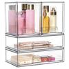 Transparent Plastic Cosmetic Storage Boxes Stackable Desktop Organizers