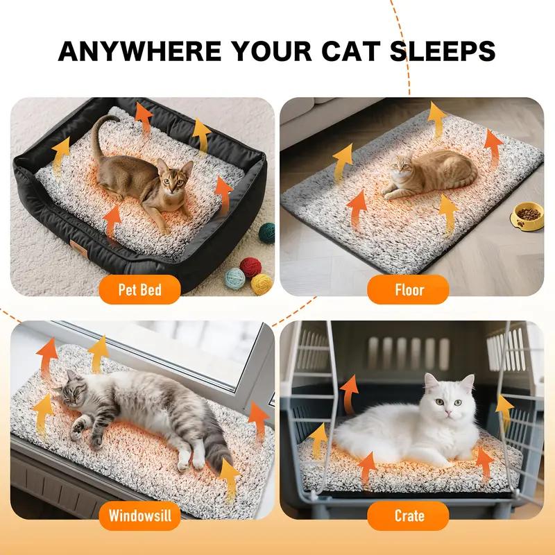 Newest Cozy Thermal Cat Dog Bed Mat Extra Warm Pet Pad, All Seasons Use Indoor Outdoor Removable Washable Cover,Non-Slip Bottom