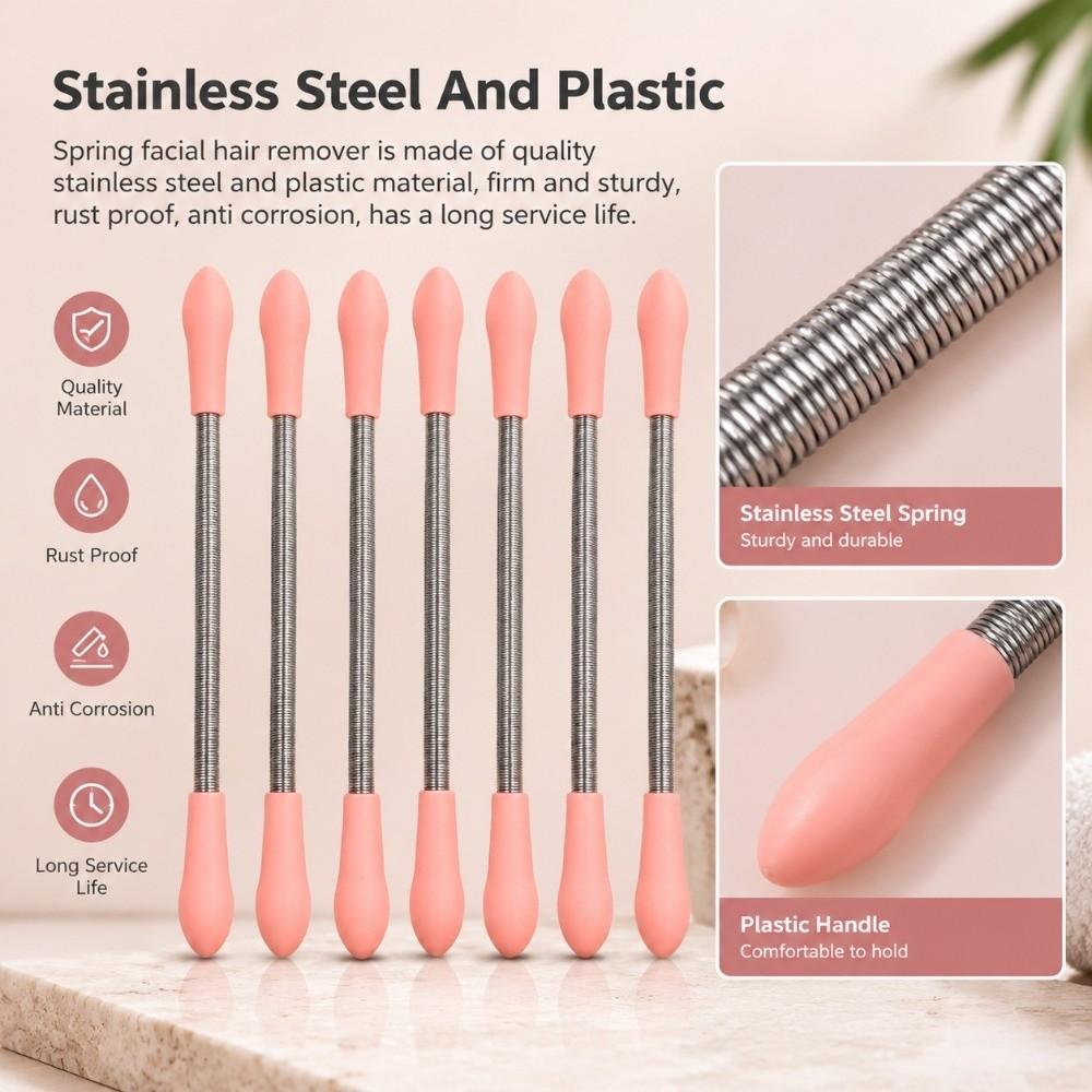 5PCS Pink Hair Removal Spring Reusable Facial Hair Remover Threading Hair Epilator  For Women