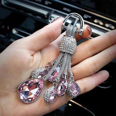 Decoration Car Key Pendant Rhinestone Keychain Water Drop Keychain Crystal Key Pendant Key Ring