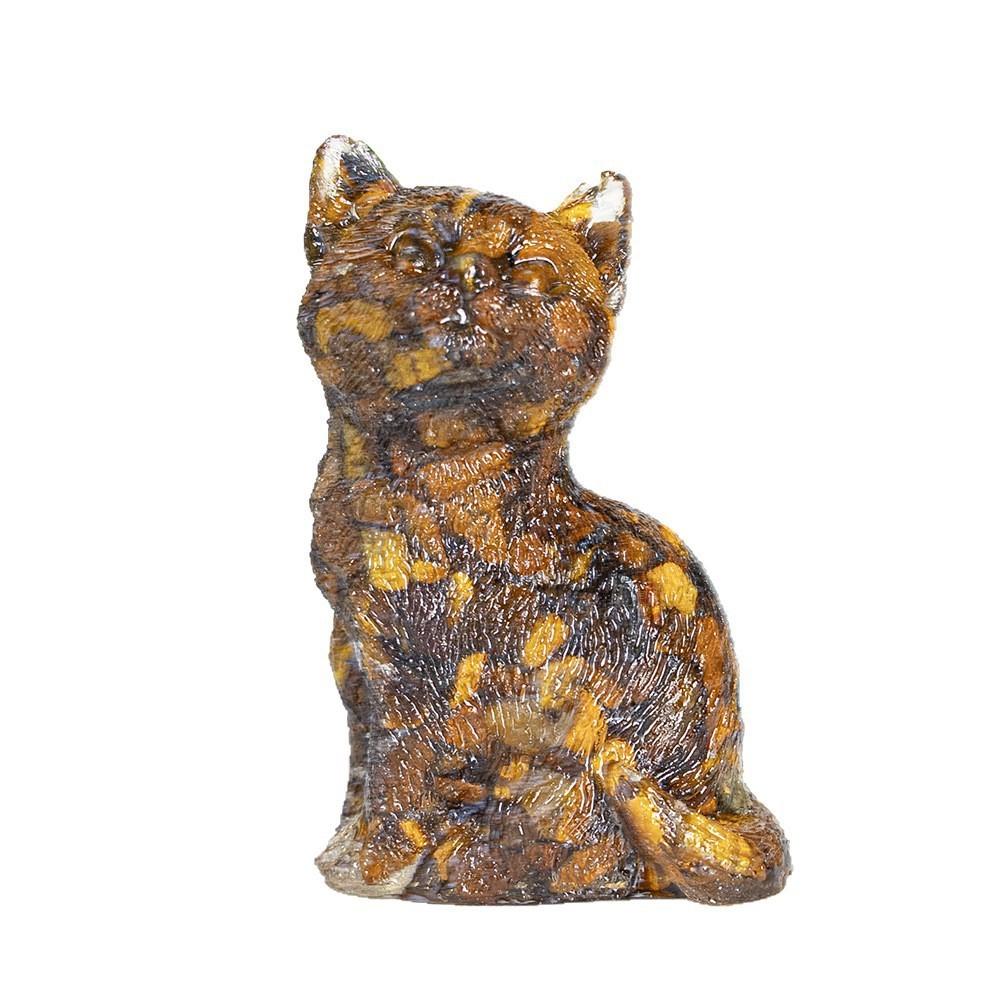 Crystal Cat Resin Decor With Fortune Symbol For Office Desk Enhancements