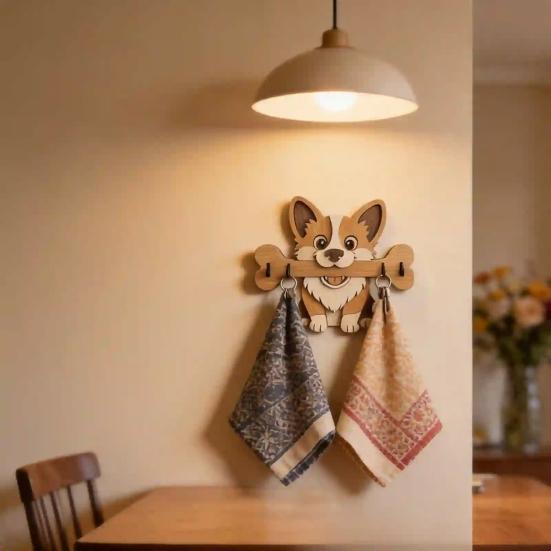 Colgador de llaves, Montado en la pared, Diseño sin perforaciones, con Gancho de almacenamiento con forma de perro de dibujos animados, Portallaves resistente, a prueba de humedad, que ahorra espacio, para el hogar, la cocina