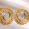 Stainless Steel Gold & Silver Geometric Earrings: Retro French Studs, Non-Fading, Exaggerated Design