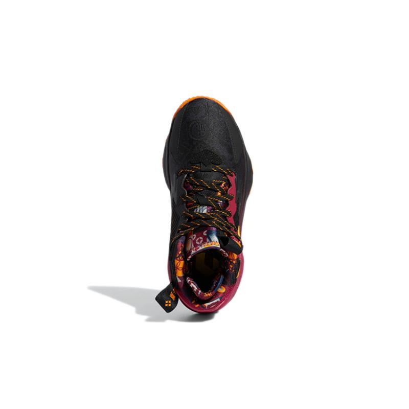 Adidas D Lillard 8 Abrasion Resistant Mid Top Children's Basketball Shoes Black Red Sneakers GW3862