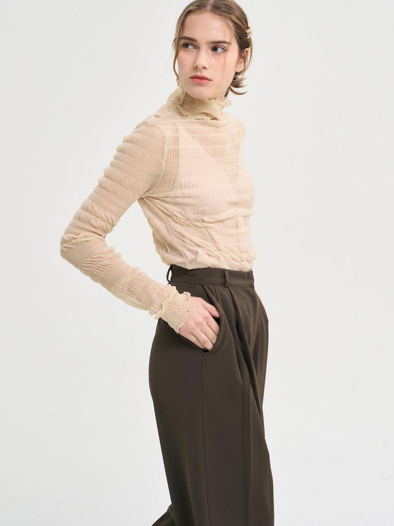 SORRY, TOO MUCH LOVE Seine Wild Pintuck Slacks_Brown