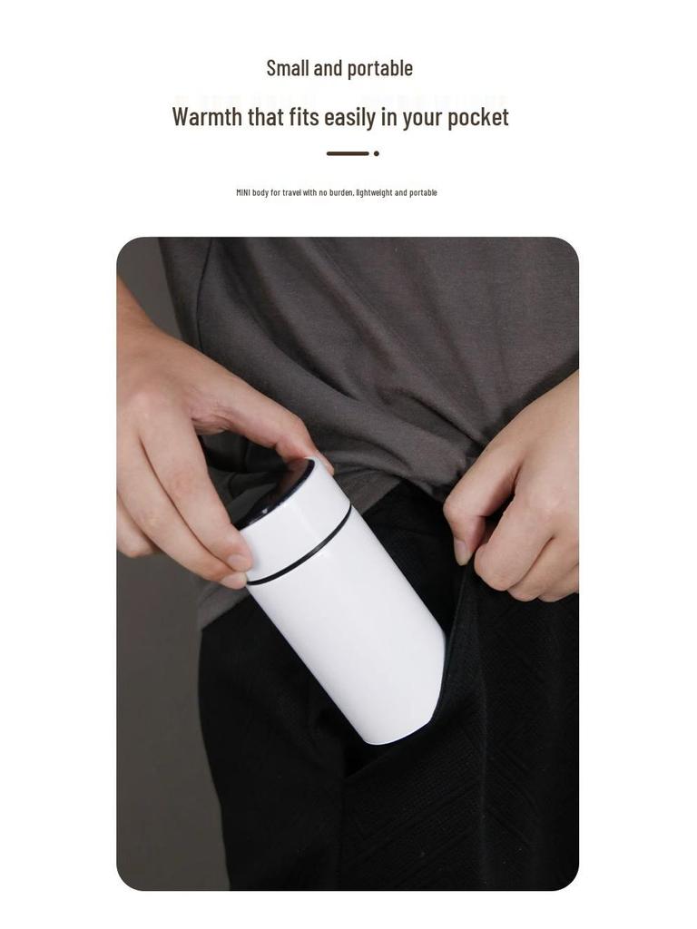 Stainless Steel Smart Temperature Display Insulated Cup for Men & Women - Portable, Pocket-Sized for Travel, Cold/Iced Water.
