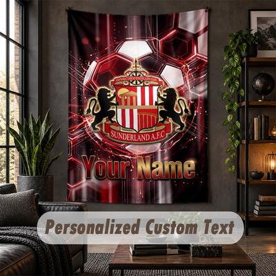 Personalisierte Wandteppich, Sunderland FC Benutzerdefinierter Text, Weiches Stoff Wandkunst Für Innen Dekoration