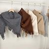 Soft and Fluffy Wool Blend Triangle Fringed Scarf, A Warm Shawl To Wear As An Outer Layer, with An Atmosphere-enhancing Neckerchief Accessory.