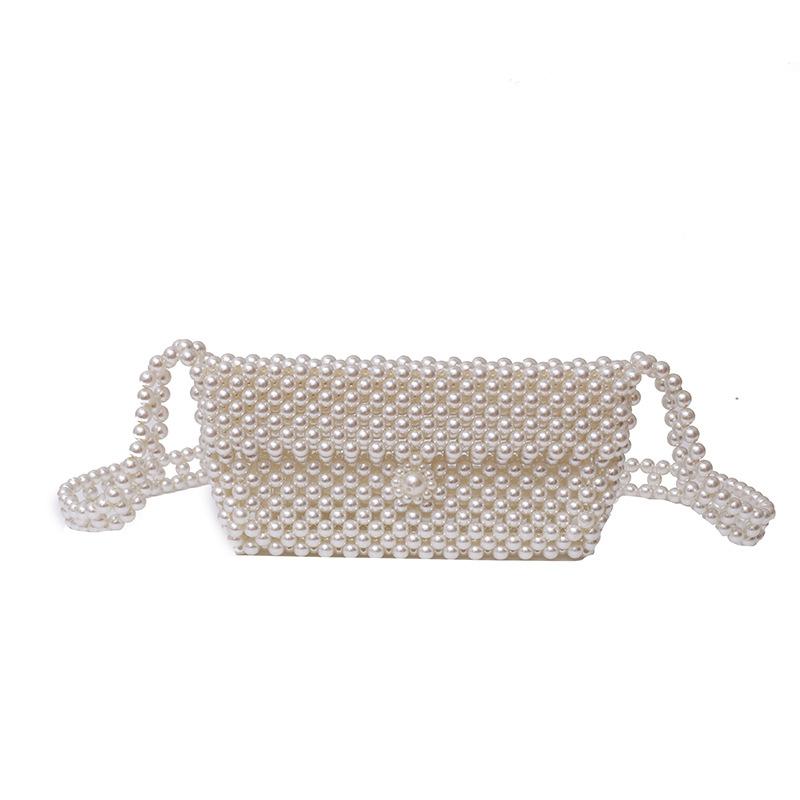 

Модная жемчужная сумка лето новая ручная работа бисерная на плечо через плечо женская сумка простой тренд плетеная маленькая квадратная сумка one size fits all белый