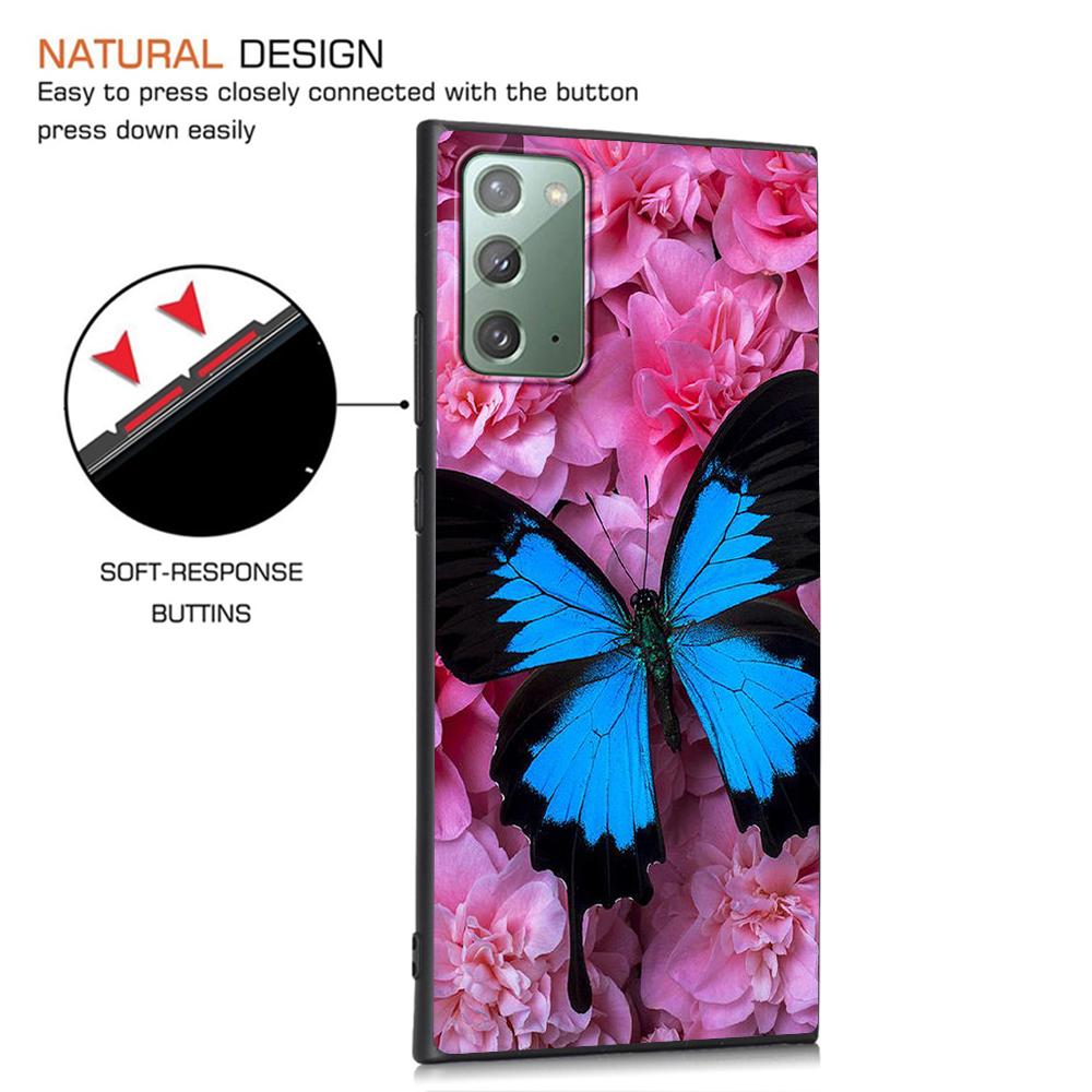 Butterfly Case for Samsung Galaxy Note 20 Ultra 10 Lite 9 8 A53 A52 A12 S22 S21 FE S20 Plus TPU Black Phone Cover Shell Animals