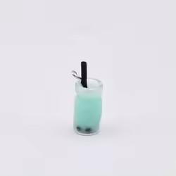 Cute Miniature 3D Bubble Tea Bottle Design Artificial Style Resin Glass Bottle Charms Earring Making Colorful Jewelry Souvenir