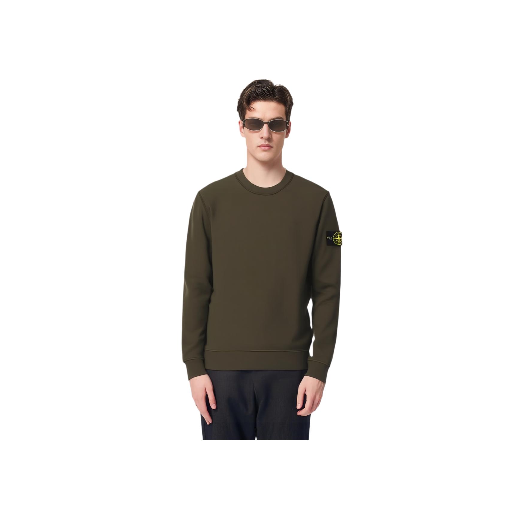 Stone Island Lz25 Effen Kleur Ronde Hals Lange Mouwen Sweatshirt Heren sweatshirt Groen K1S1561000-44S0051-V0054 XL