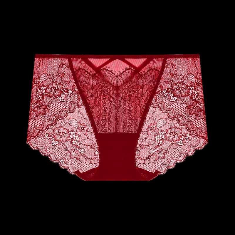 Maniform Women's Sexy Lace Mid-Low Waist Briefs