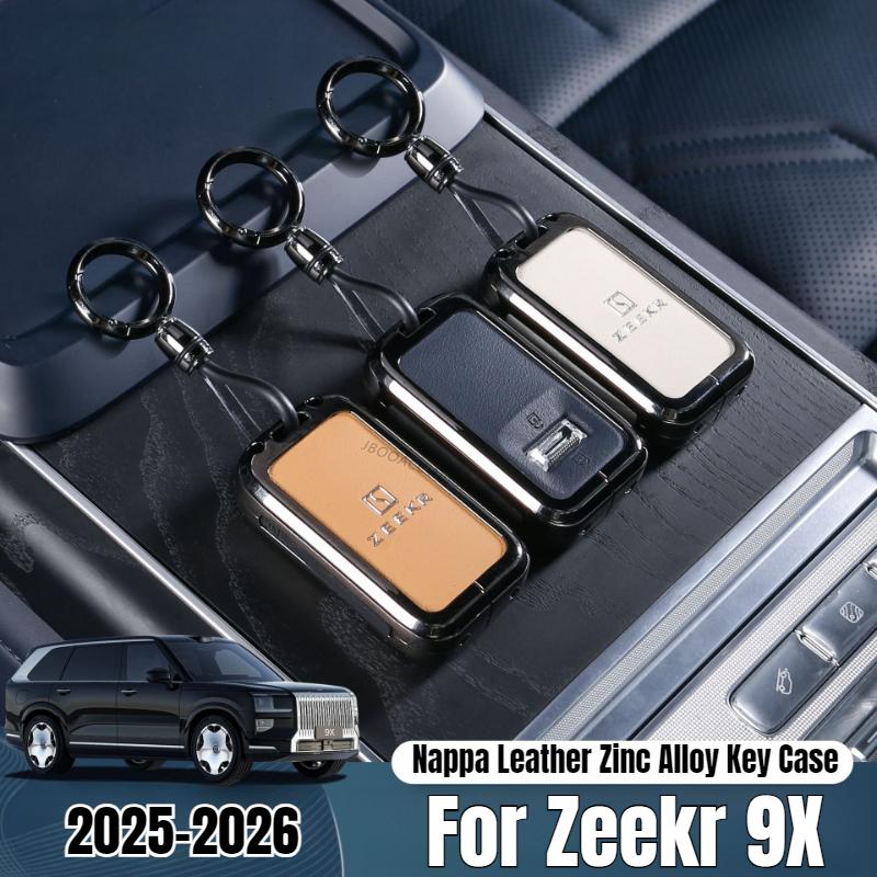 For Geely Zeekr 9X Electric Vehicle Key Case Car Key Shell Nappa Leather Zinc Alloy Key Fob Bag Case Cover Accessories