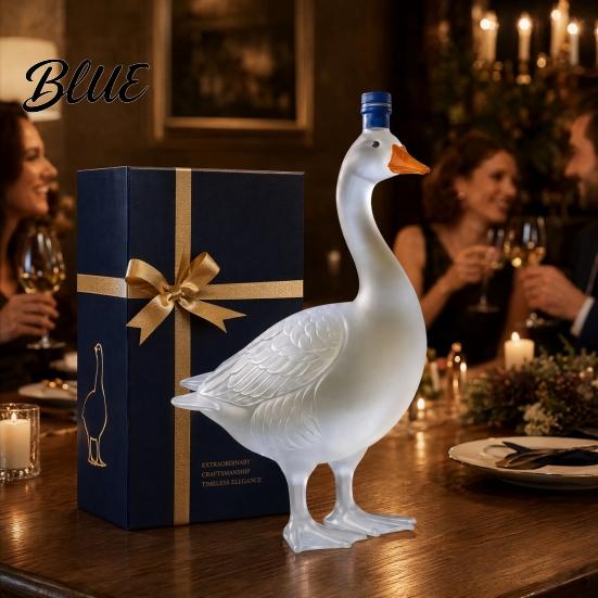 Botella de Exhibición de Whisky Decantador Forma de Ganso Pájaro Animal de Vidrio 3D Licor Esculpido para Exhibición de Bar Arte Dispensador de Vino Regalo para el Hogar Divertido Utensilio de Bar