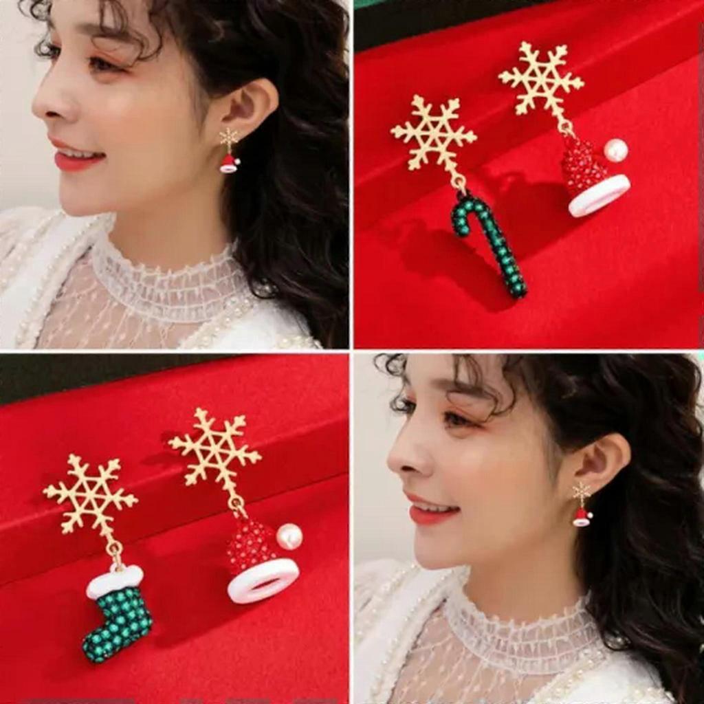 Christmas Santa Claus Snowflake Crystal Ear Stud Earrings Dangle Jewellery Women-Christmas Earrings#8