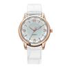 Small dial quartz ladies' watch two-tone dial jelly leather strap diamond glass bamboo strap versatile watch gift