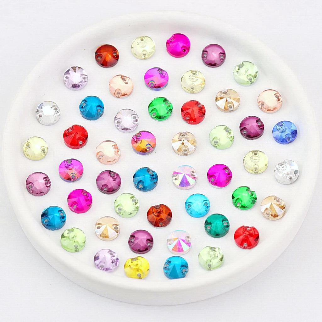 Mixed Color Crystal Buckles - Handmade Double Hole Glass Diamond for DIY Clothing