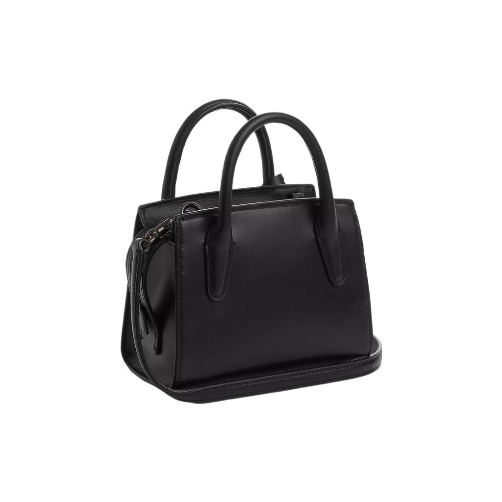 Coach Andrea 15 Textured Logo Solid Color Zipper Closure Mini Tote Bag Women Tote Black CO974-JIBLK