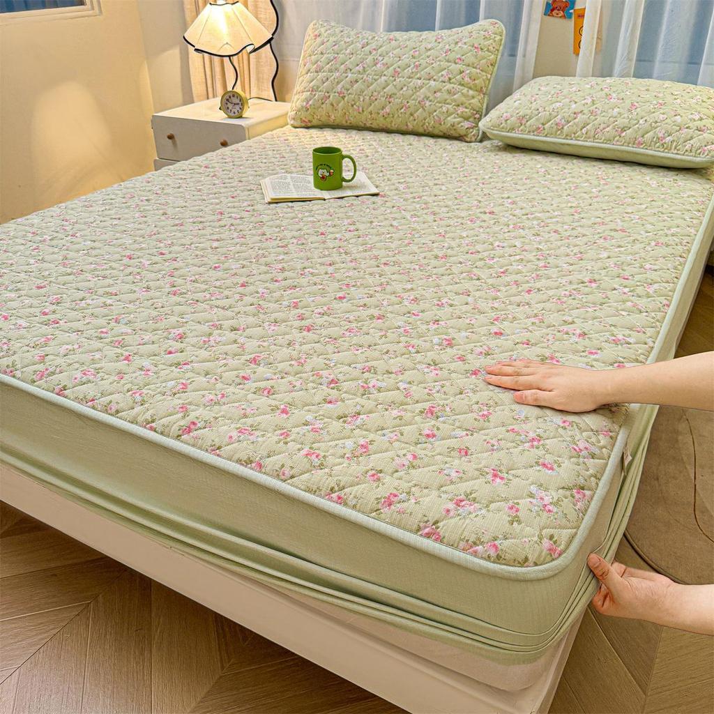 Retro Crinkle Cotton Quilted Fitted Sheet Set - 3 Piece 2025 Edition