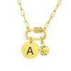 Vnox Stainless Steel Women Necklace Free Engraving Round Brand Twelve Birthstones Pendent Necklace Birthday Mother's Day Gift