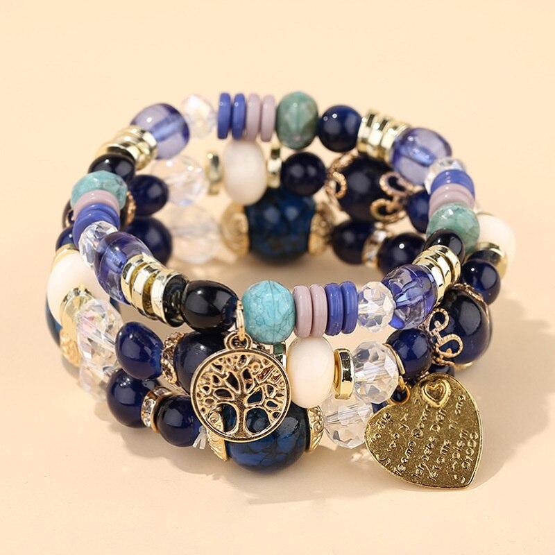 2023 New Bohemia Beaded Bracelets Set For Women Fashion Tassel Elastic Chain Bangles Ladies Trendy Party Jewelry Premium Gifts