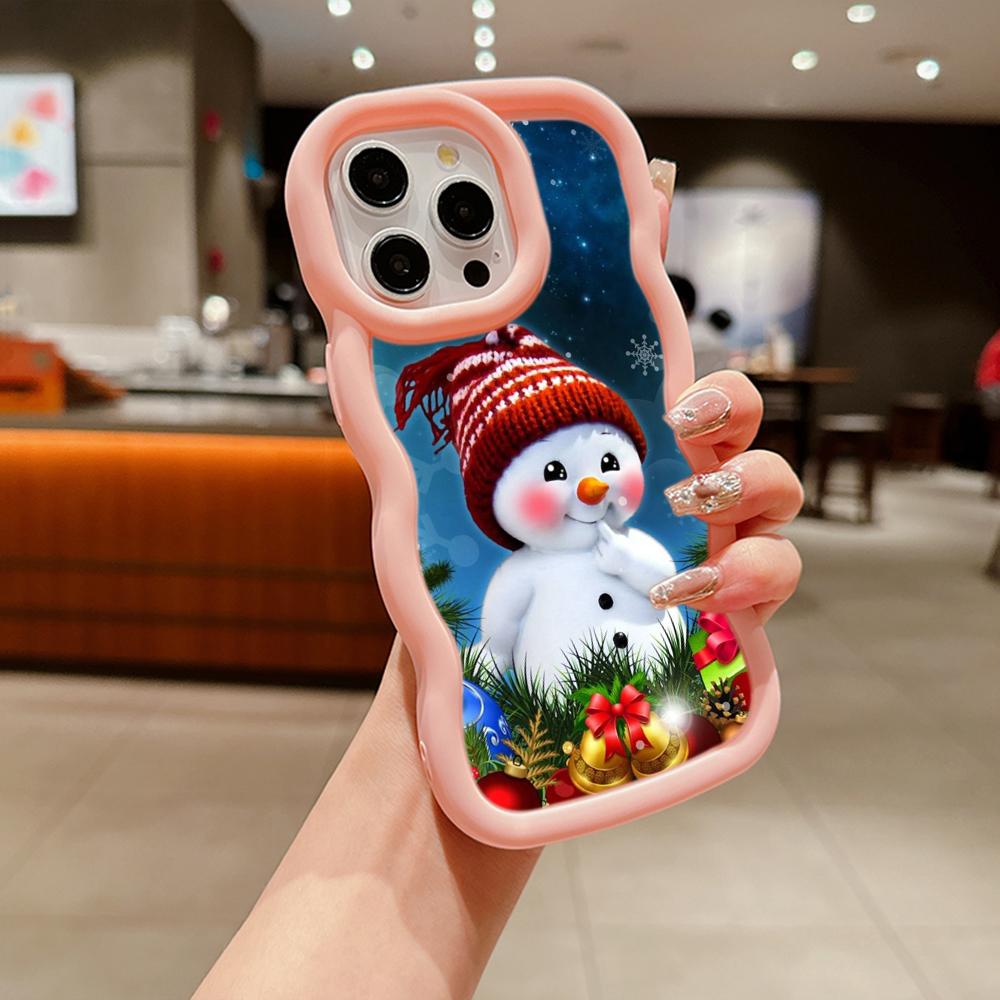 

Мягкий чехол для телефона Macaron Big Wave для iPhone 11 12 13 14 15 Samsung A14 A24 A54 A55 Xiaomi Redmi Note 13, чехол A7 Merry Christmas Bear Deer art cute for iPhone 11 Pro розовый