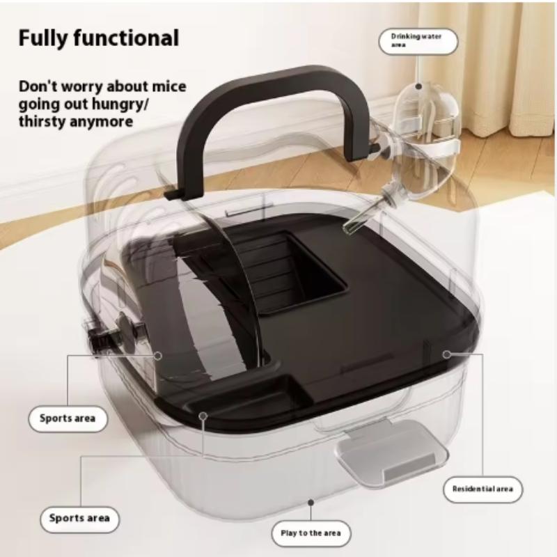 Large Capacity Chinchilla Cage with Water Translucent Hamster Travel Carry Case Breathable Small Animal Carrier Hamster Habitat