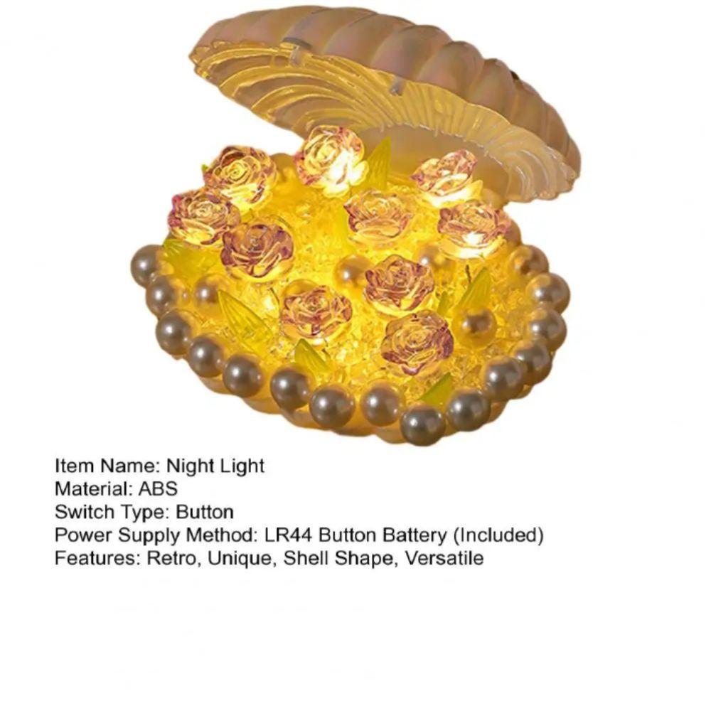 Warm Light Shell Night Light Handmade Shell Shaped Rose Night Light DIY Tulip Design Shell Table Lamp Birthday Gift