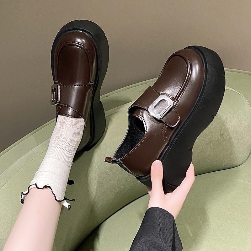 British Style Small Leather Shoes Women's New Autumn Platform Women's Shoes Shallow Mouth Women's Mary Jane Single Shoes
