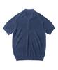 ANALOG MOOD Hacci Button-Up Collar Short Sleeve Knit (Blue)