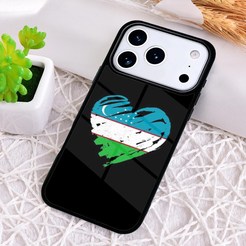 Emblem of Uzbekistan National Flag Phone Case for iPhone 17 Air 16 15 11 12 14 13 Pro Max Shockproof Cover