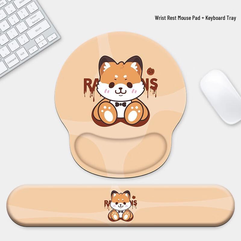 Fumaide Sitting Raccoon Wrist Rest Mouse Pad & Keyboard Mat