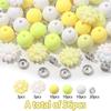 56pcs acrylic decorative beads, including 30 15.5mm round acrylic beads, 6 acrylic flower shaped beads, and 20 10mm shiny spacer beads
