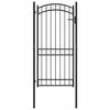 EMMEN Garden Gate with Arched Top Steel 100 X 136 Cm Black