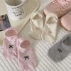 Summer Bow Dots, Gauze Boat Socks, Solid Color Thin Non-Slip Invisible Socks, Girls' Shallow Socks