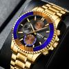 Neue Luxus Chronograph Quarz Uhr Herren Gold Edelstahlarmband Wasserdicht Herrenuhren Luxus Armbanduhren